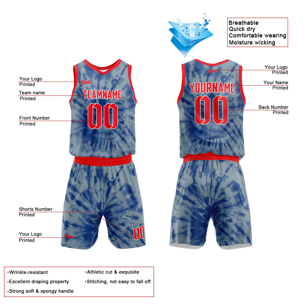 Custom Grey Blue Basketball Jersey Uniform Suit Printed Your Logo Name Number