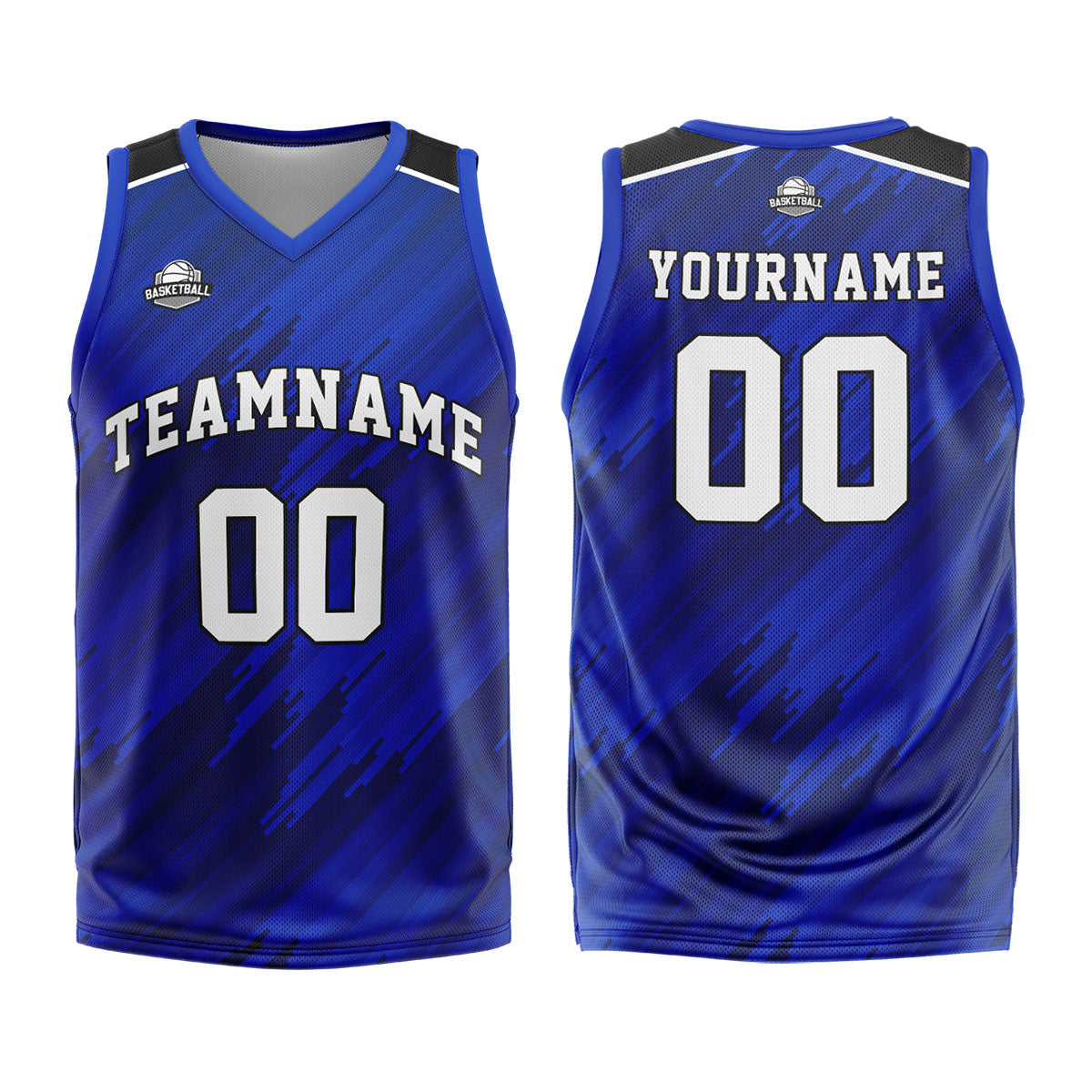 Custom Strip-Type Royal Basketball Jersey Uniform Suit Printed Your Logo Name Number