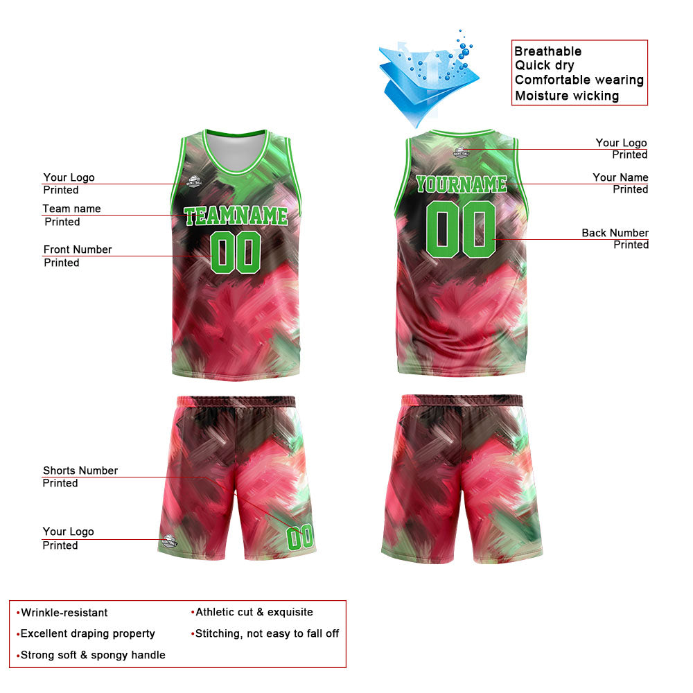 Custom Green Red Basketball Jersey Uniform Suit Printed Your Logo Name Number