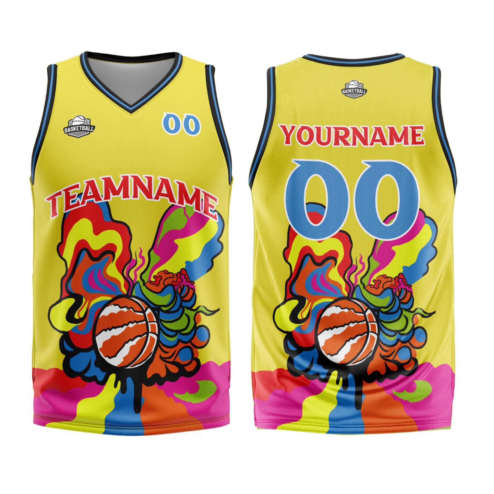 Custom Yellow Basketball Jersey Uniform Suit Printed Your Logo Name Number