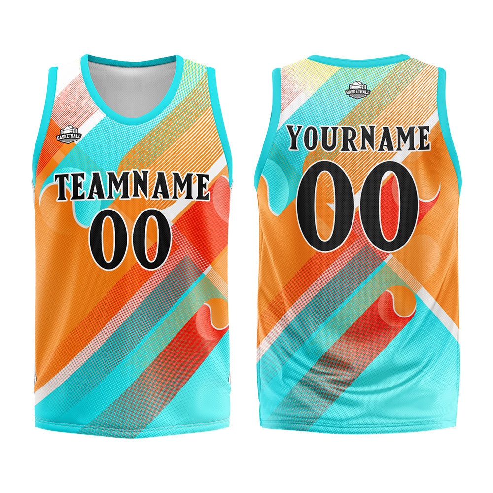 Custom Aqua Orange Basketball Jersey Uniform Suit Printed Your Logo Name Number