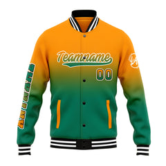 Custom Varsity Jacket Letterman jacket for Men, Women and Youth Orange&Green
