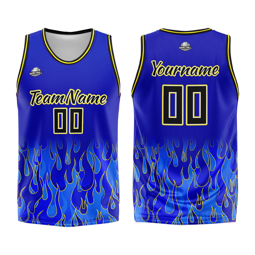 Custom Royal flame Basketball Jersey Uniform Suit Printed Your Logo Name Number