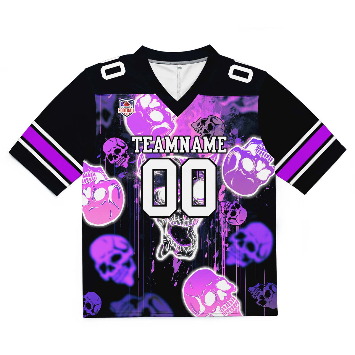 Custom Football Jersey Shirt Personalized Stitched Printed Team Name Number Graffiti skull-Purple