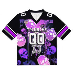 Custom Football Jersey Shirt Personalized Stitched Printed Team Name Number Graffiti skull-Purple