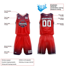 Custom Red Navy Basketball Jersey Uniform Suit Printed Your Logo Name Number