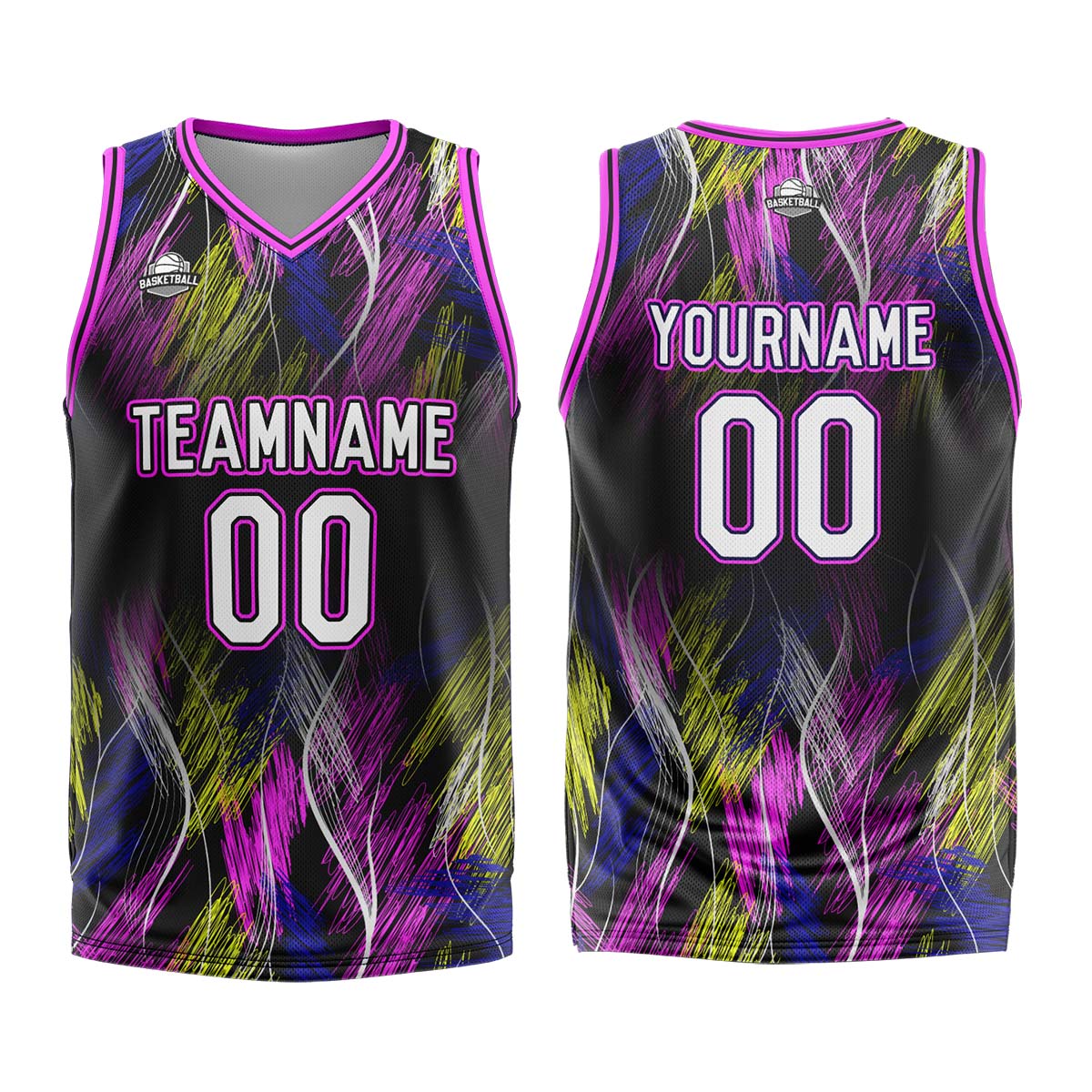 Custom Line Black Pink Basketball Jersey Uniform Suit Printed Your Logo Name Number