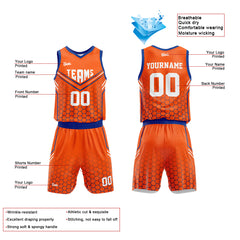 Custom Orange Royal Basketball Jersey Uniform Suit Printed Your Logo Name Number