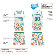 Custom White Aqua Basketball Jersey Uniform Suit Printed Your Logo Name Number