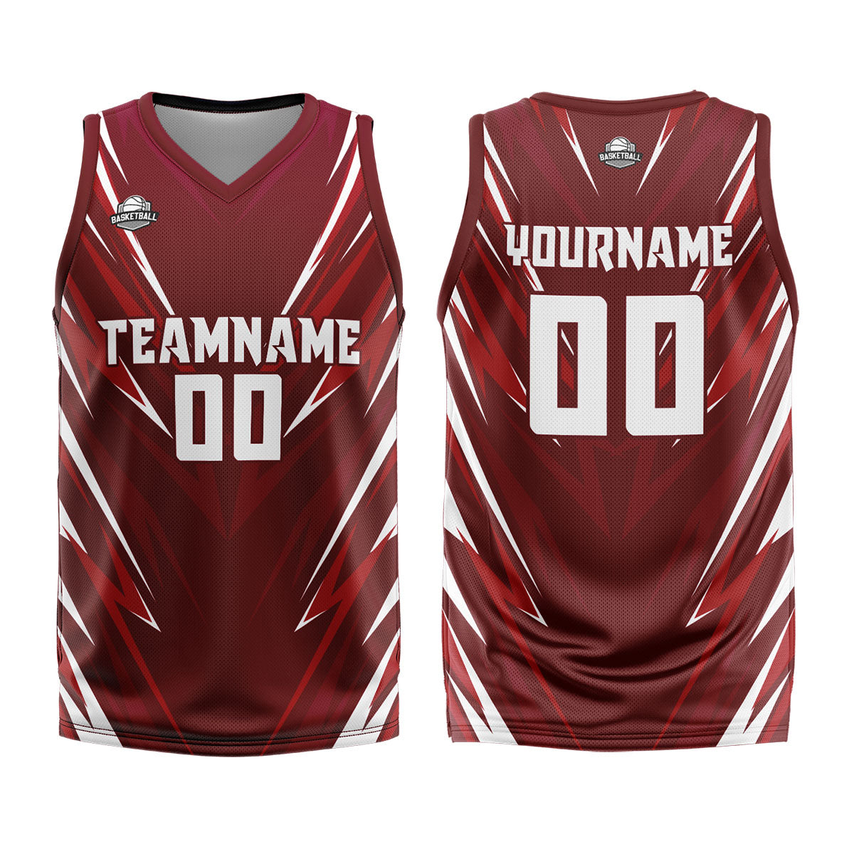 Custom Triangle Dark Red Basketball Jersey Uniform Suit Printed Your Logo Name Number