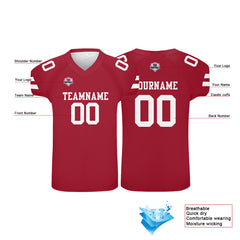 Custom Football Jersey Shirt Personalized Printed Team Name Number Red