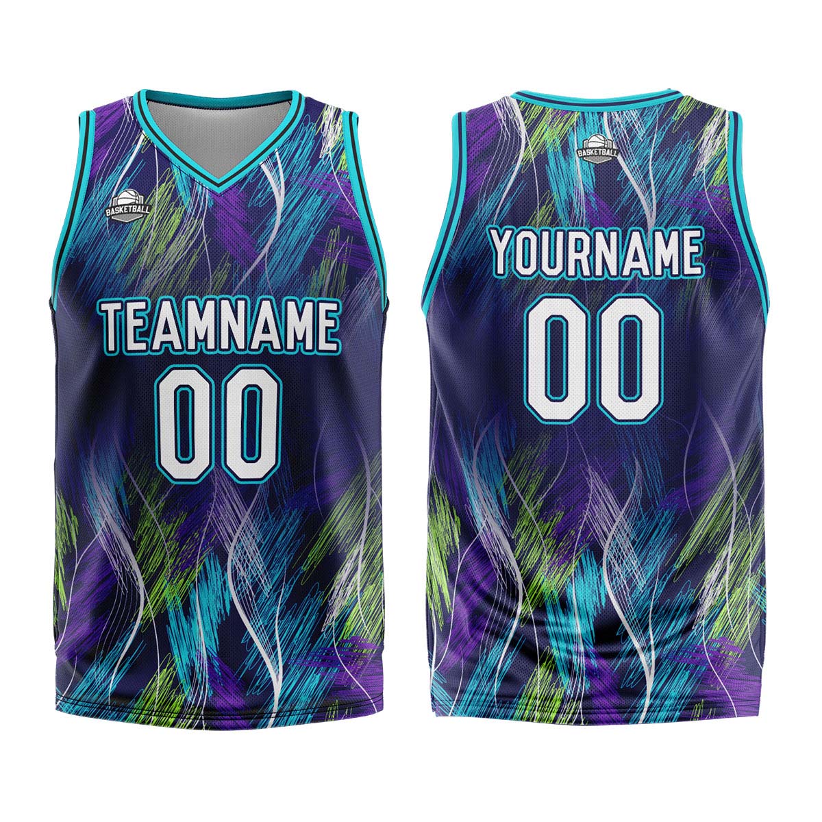Custom Line Purple Light Blue Basketball Jersey Uniform Suit Printed Your Logo Name Number