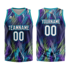 Custom Line Purple Light Blue Basketball Jersey Uniform Suit Printed Your Logo Name Number
