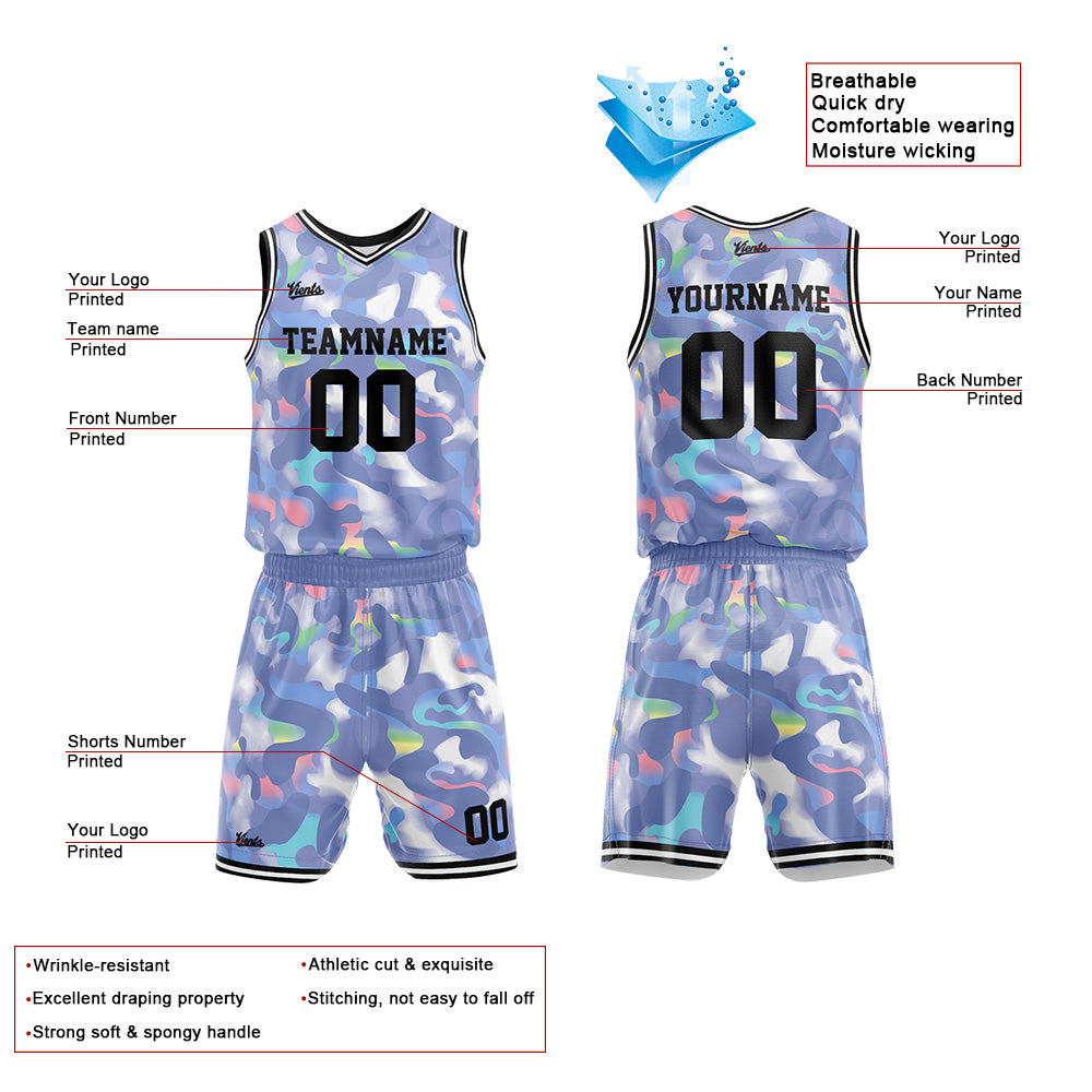 Custom Gorgeous Grey Blue Basketball Jersey Uniform Suit Printed Your Logo Name Number