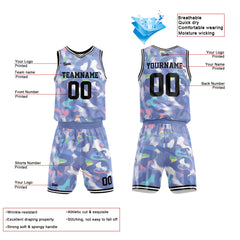 Custom Gorgeous Grey Blue Basketball Jersey Uniform Suit Printed Your Logo Name Number