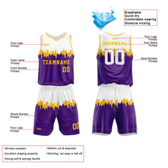 Custom White Purple Basketball Jersey Uniform Suit Printed Your Logo Name Number