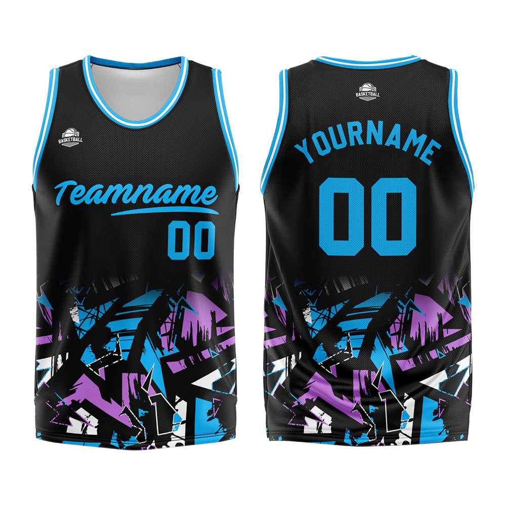 Custom Black Light Blue Basketball Jersey Uniform Suit Printed Your Logo Name Number