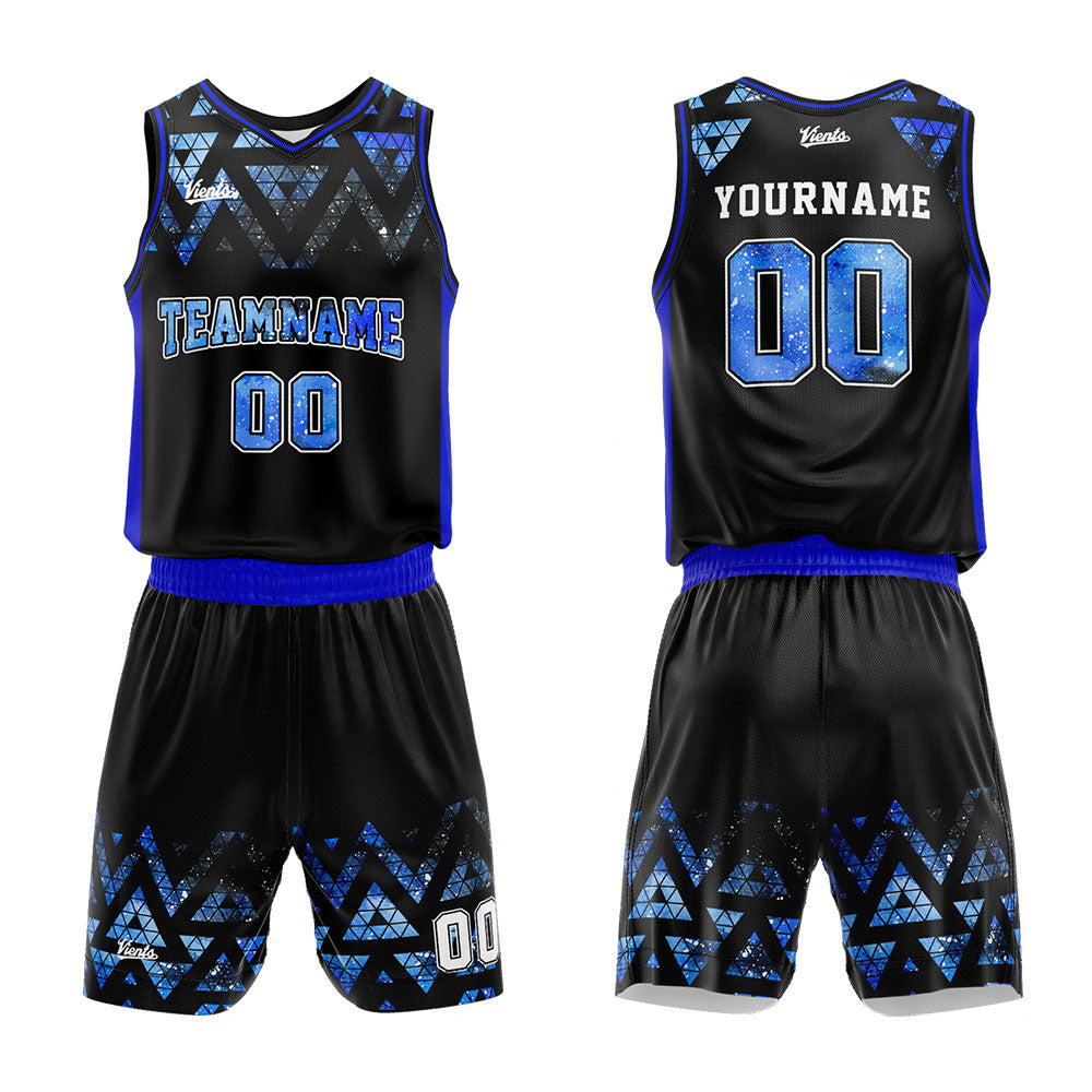 Custom Black Blue Starry Sky Basketball Jersey Uniform Suit Printed Your Logo Name Number