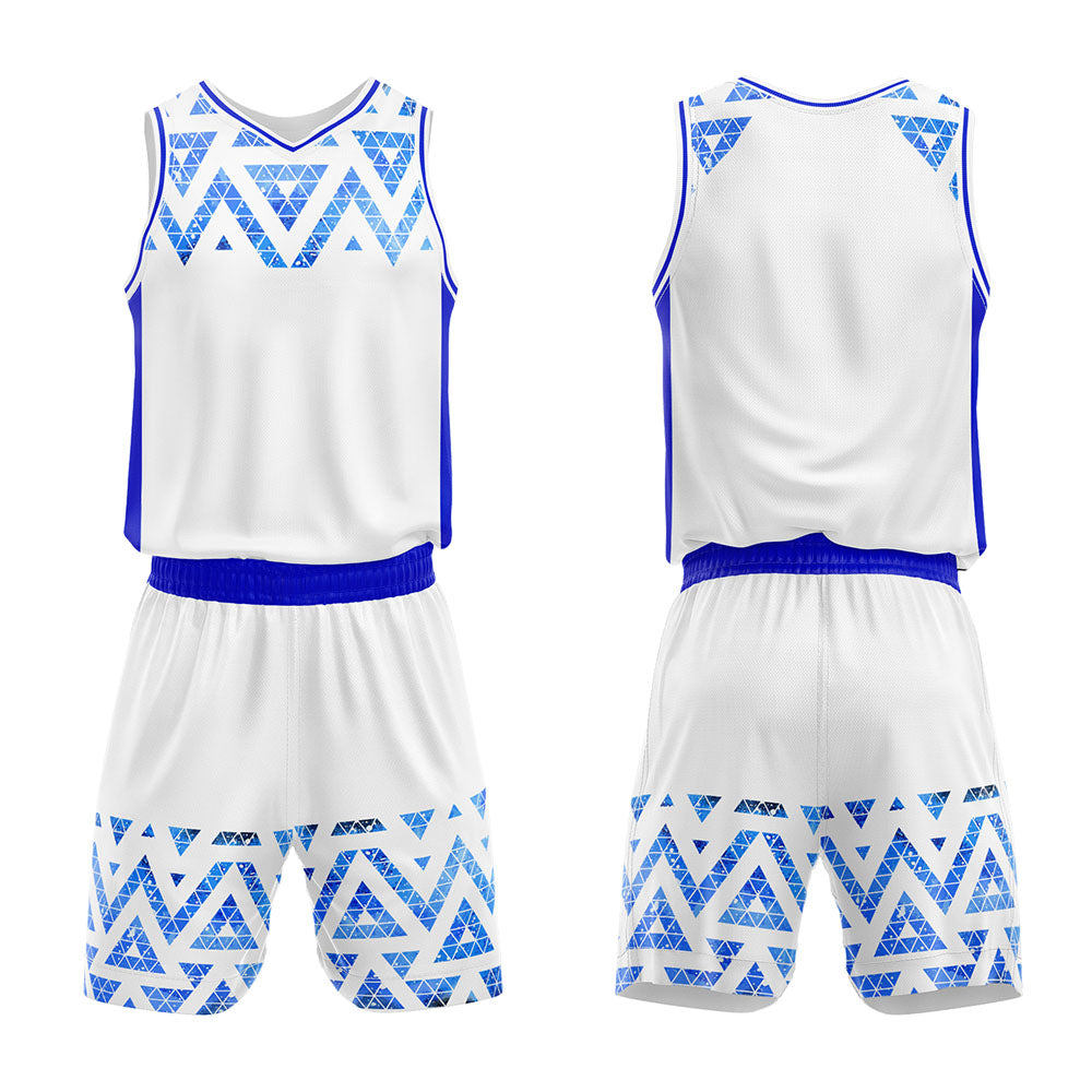 Custom White Blue Starry Sky Basketball Jersey Uniform Suit Printed Your Logo Name Number