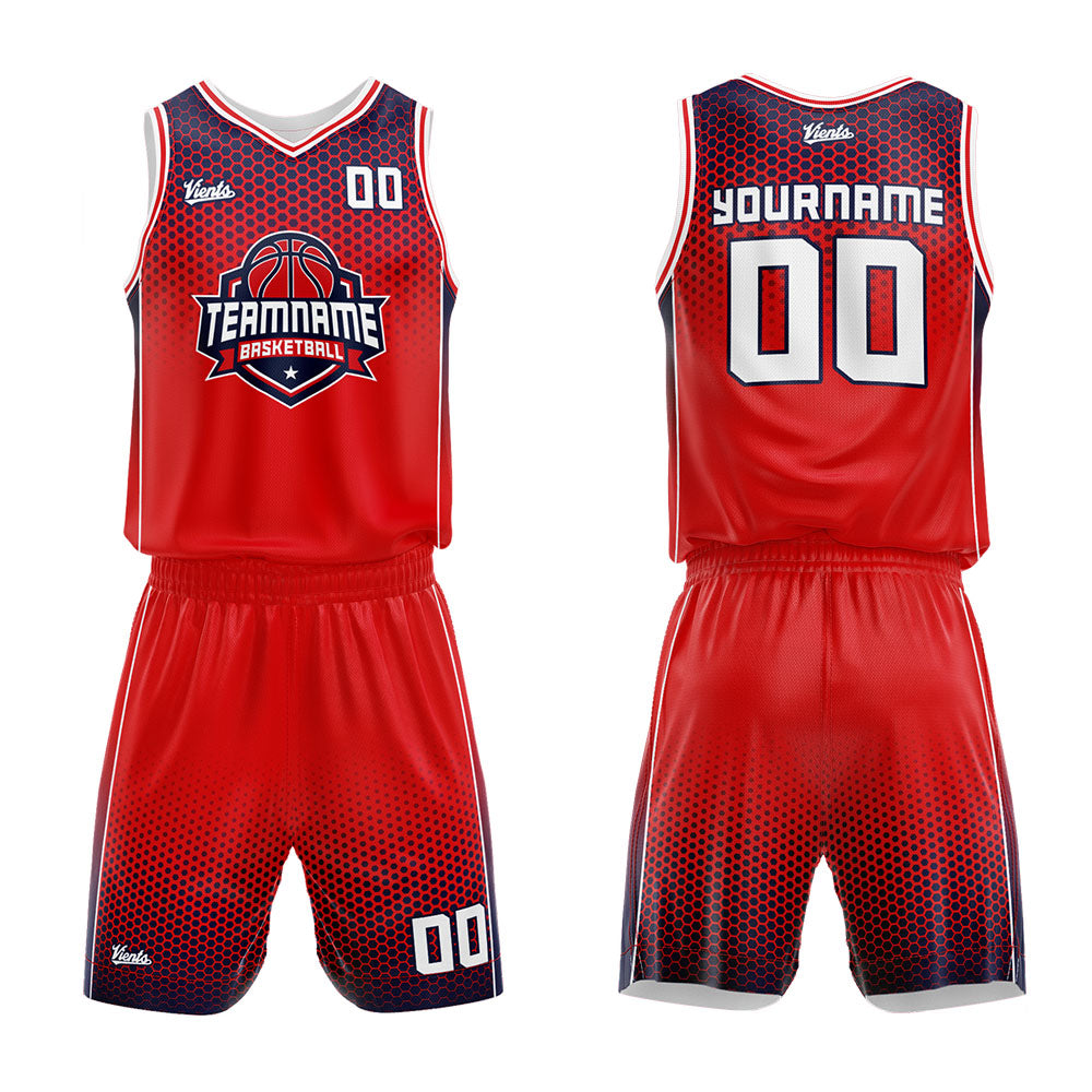 Custom Red Navy Basketball Jersey Uniform Suit Printed Your Logo Name Number