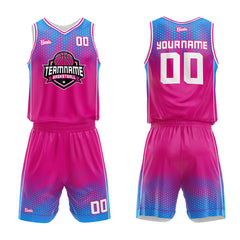 Custom Hot Pink Blue Basketball Jersey Uniform Suit Printed Your Logo Name Number