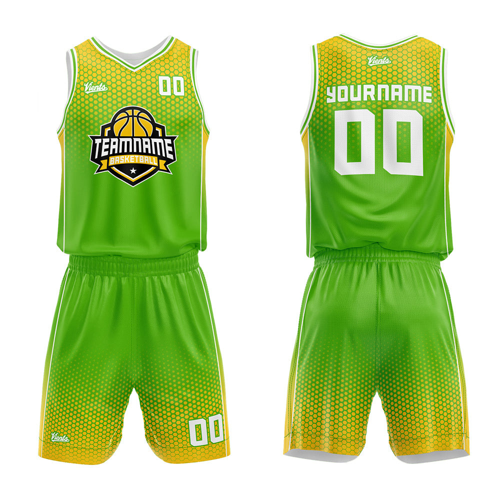 Custom Green Yellow Basketball Jersey Uniform Suit Printed Your Logo Name Number
