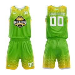 Custom Green Yellow Basketball Jersey Uniform Suit Printed Your Logo Name Number