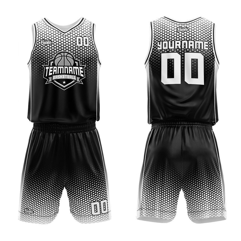 Custom Black White Basketball Jersey Uniform Suit Printed Your Logo Name Number