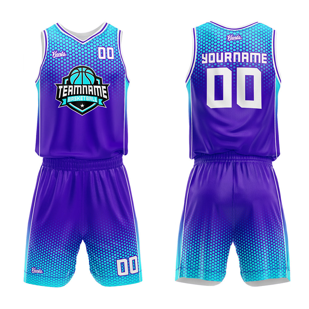 Custom Purple Light Blue Basketball Jersey Uniform Suit Printed Your Logo Name Number