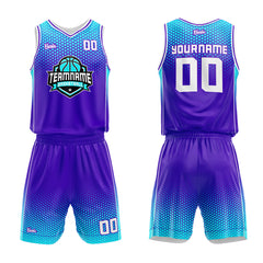 Custom Purple Light Blue Basketball Jersey Uniform Suit Printed Your Logo Name Number