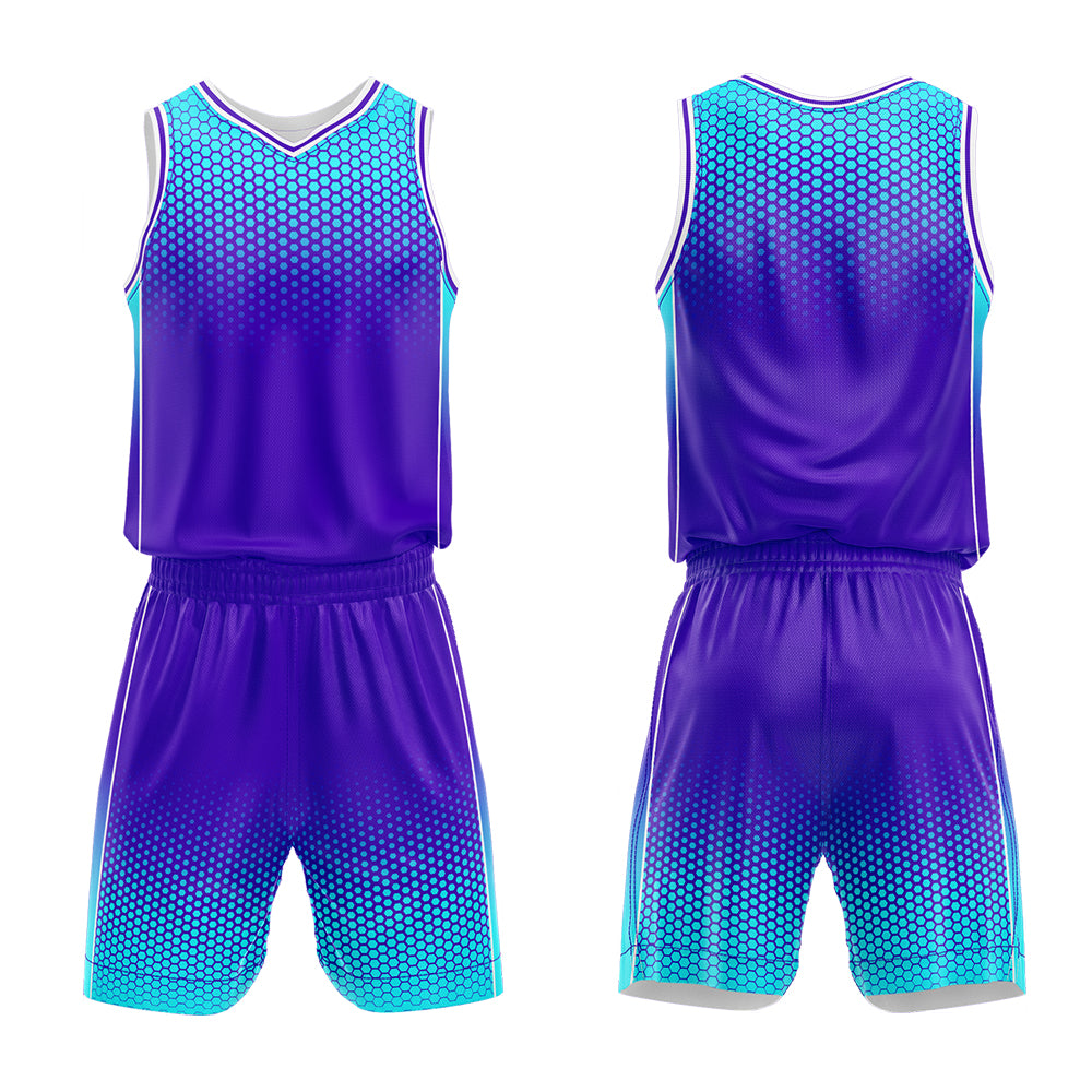 Custom Purple Light Blue Basketball Jersey Uniform Suit Printed Your Logo Name Number