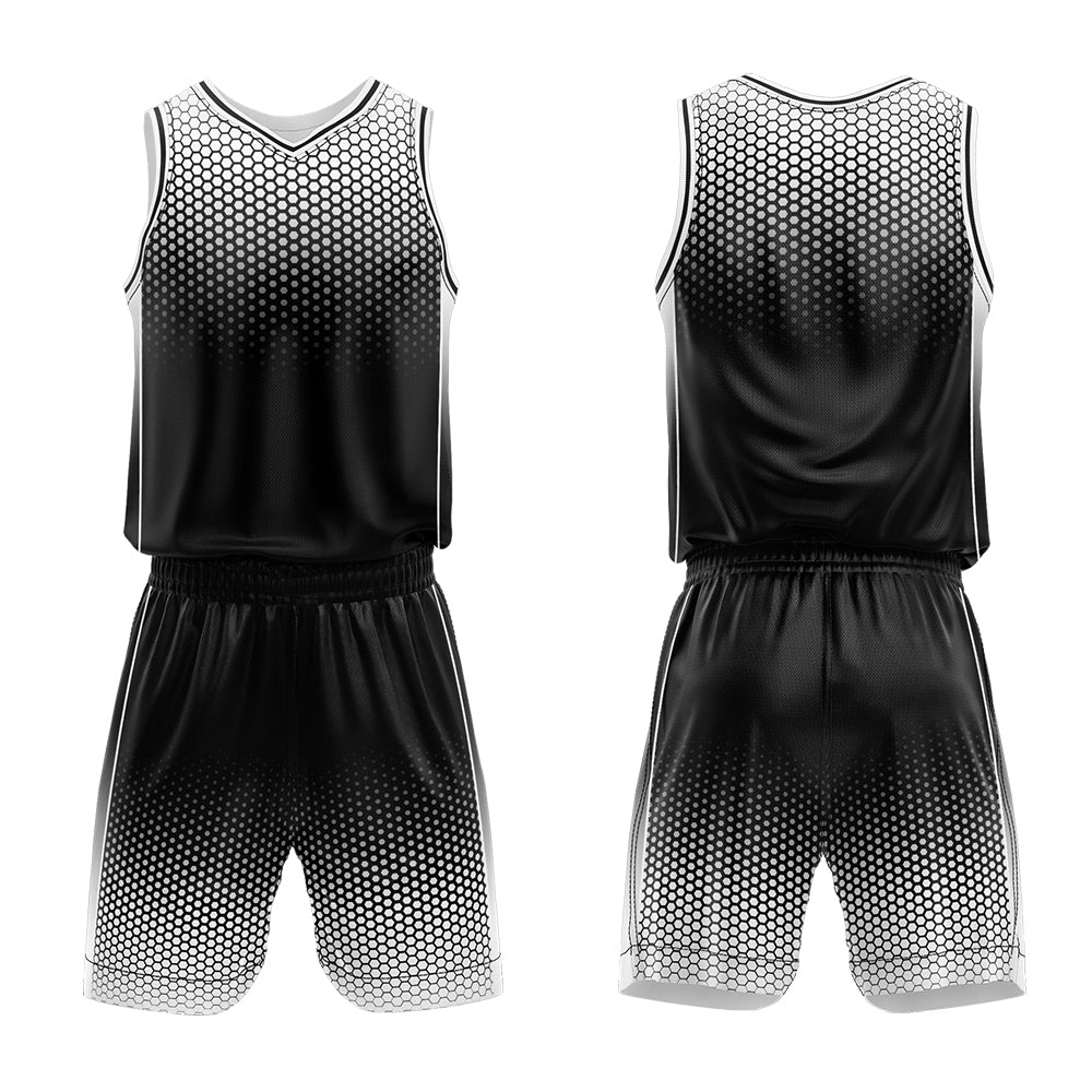Custom Black White Basketball Jersey Uniform Suit Printed Your Logo Name Number
