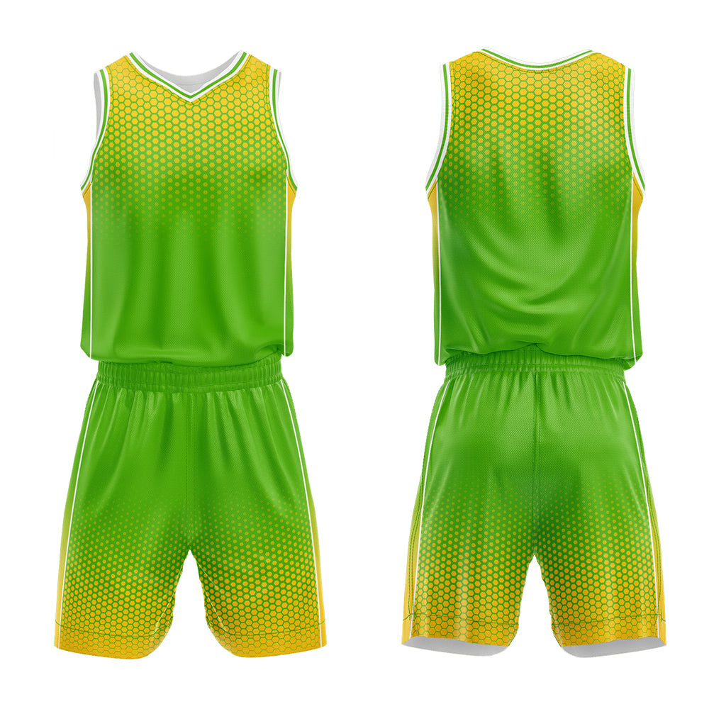 Custom Green Yellow Basketball Jersey Uniform Suit Printed Your Logo Name Number