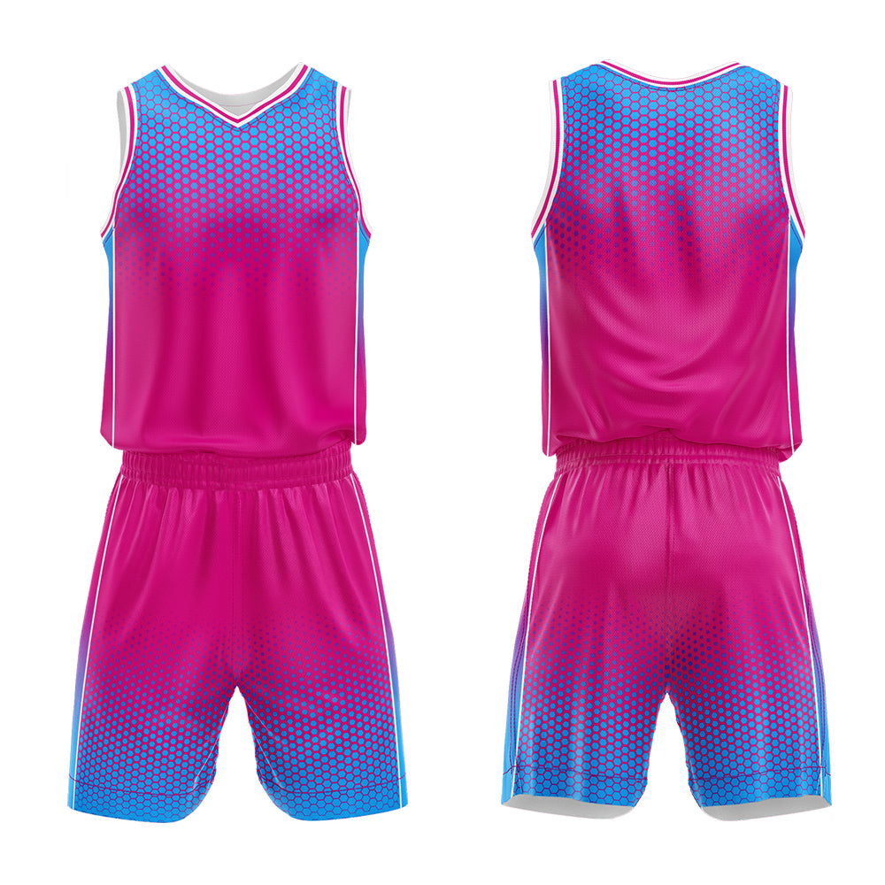 Custom Hot Pink Blue Basketball Jersey Uniform Suit Printed Your Logo Name Number