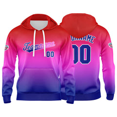 Custom Gradient Sweatshirt Hoodie For Man Woman Girl Boy Print Your Logo Name Number  Red Purple Blue