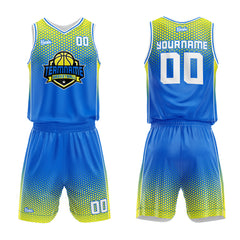 Custom Blue Yellow Basketball Jersey Uniform Suit Printed Your Logo Name Number