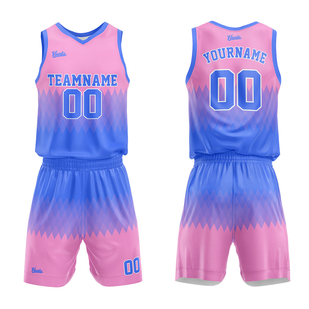 Custom Blue Pink Basketball Jersey Uniform Suit Printed Your Logo Name Number