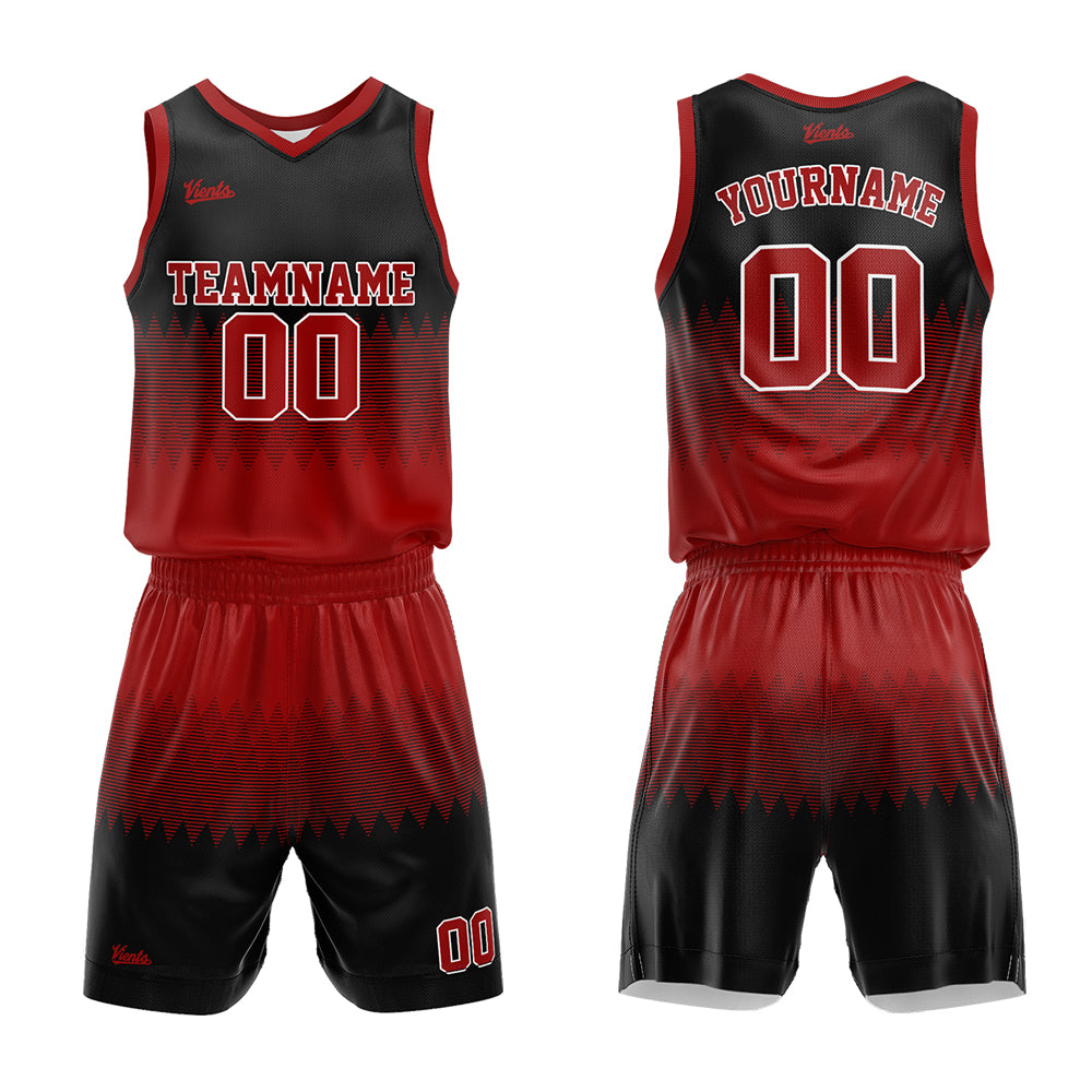 Custom Red Black Basketball Jersey Uniform Suit Printed Your Logo Name Number