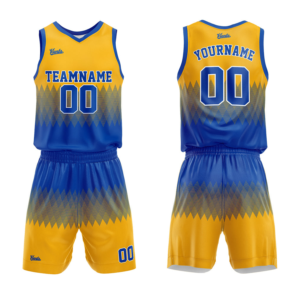 Custom Blue Yellow Basketball Jersey Uniform Suit Printed Your Logo Name Number