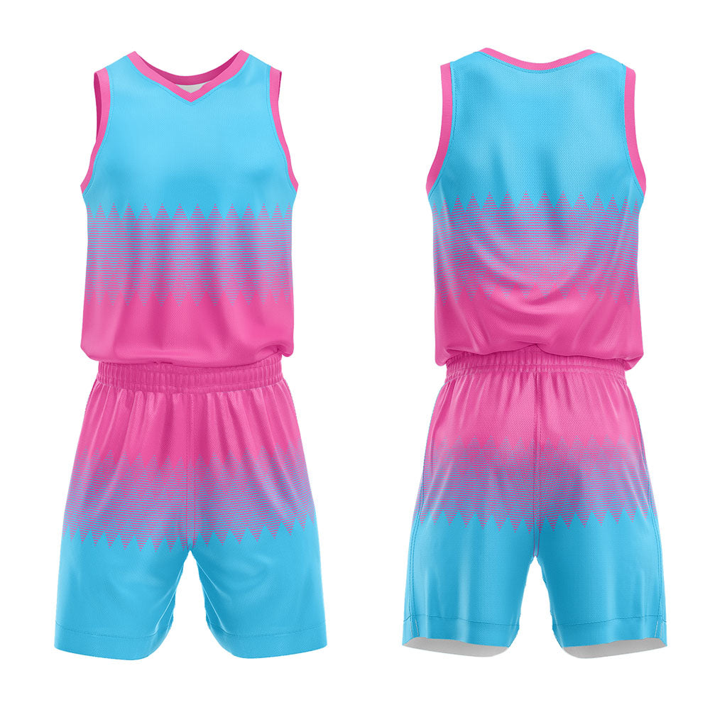 Custom Pink Light Blue Basketball Jersey Uniform Suit Printed Your Logo Name Number