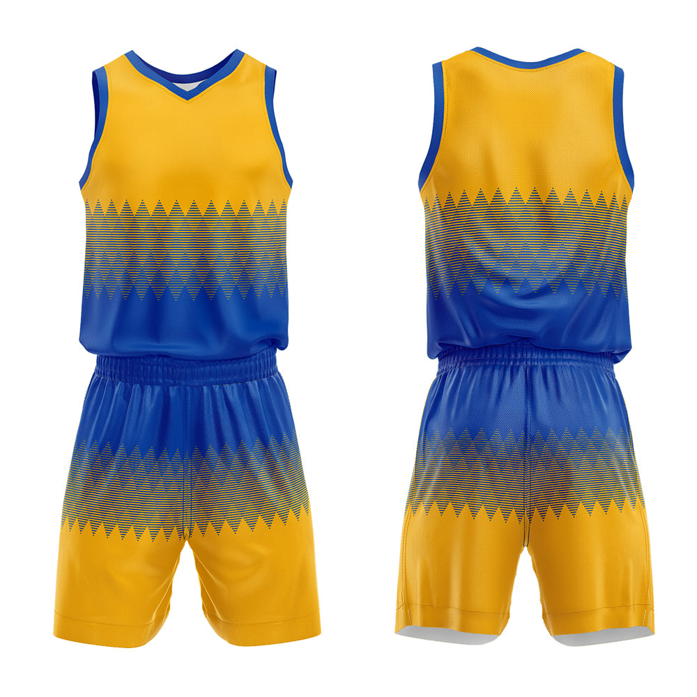 Custom Blue Yellow Basketball Jersey Uniform Suit Printed Your Logo Name Number