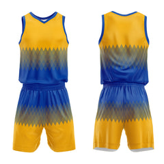 Custom Blue Yellow Basketball Jersey Uniform Suit Printed Your Logo Name Number
