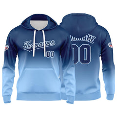 Custom Gradient Sweatshirt Hoodie For Man Woman Girl Boy Print Your Logo Name Number Navy Light Blue