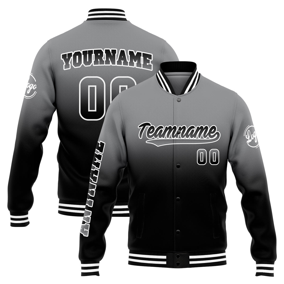Custom Varsity Jacket Letterman jacket for Men, Women and Youth Grey&Black