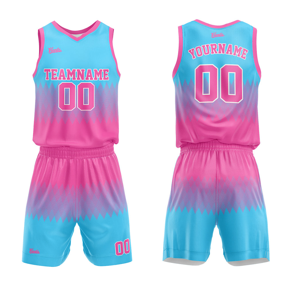 Custom Pink Light Blue Basketball Jersey Uniform Suit Printed Your Logo Name Number