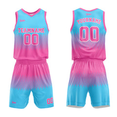 Custom Pink Light Blue Basketball Jersey Uniform Suit Printed Your Logo Name Number