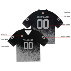 Custom Football Jersey Shirt Personalized Stitched Printed Team Name Number Black & Gray