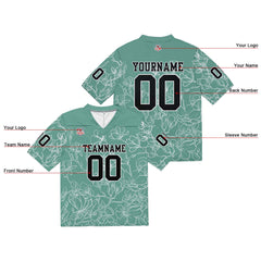 Custom Football Jersey Shirt Personalized Stitched Printed Team Name Number Grayish green