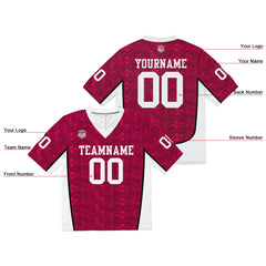 Custom Football Jersey Shirt Personalized Stitched Printed Team Name Number Rose Red