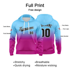 Custom Gradient Sweatshirt Hoodie For Man Woman Girl Boy Print Your Logo Name Number Light Blue Pink Purple